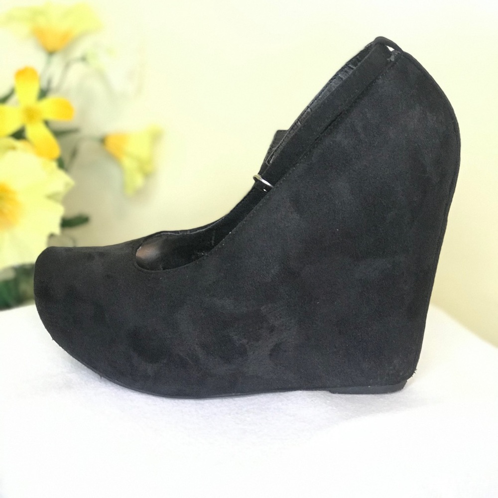 Black Suede Wedge Heel